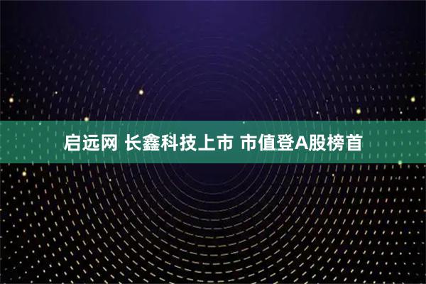 启远网 长鑫科技上市 市值登A股榜首